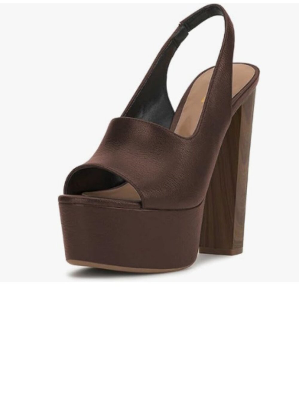 Tang'scuisins Brown Open Toe Platform Pumps Strappy Pull on High Heel Shoes